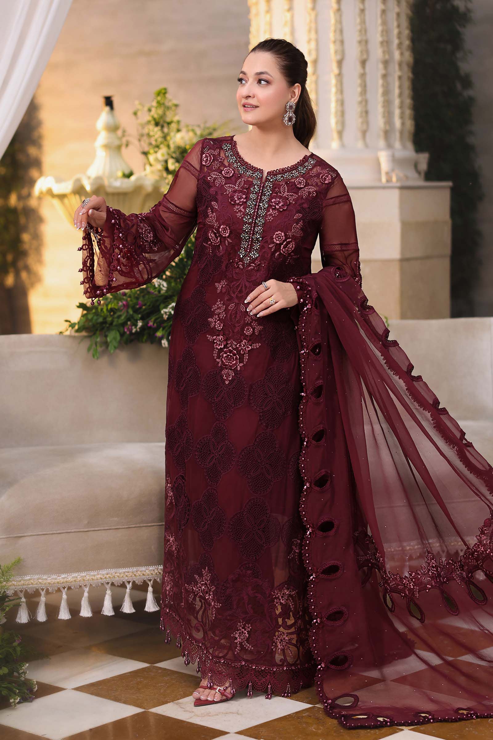 3 Piece Unstitched Embroidered Chiffon Suit