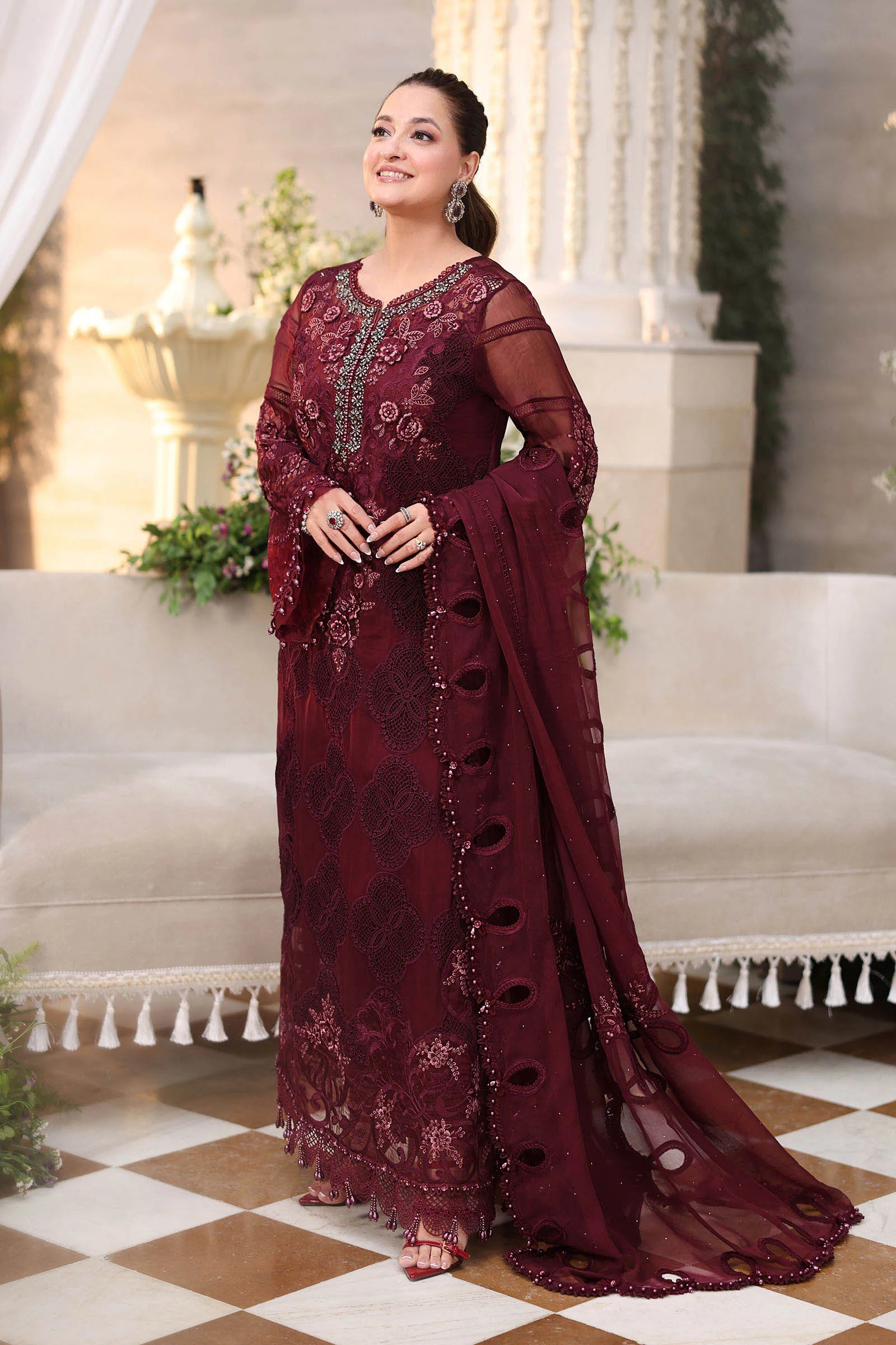 3 Piece Unstitched Embroidered Chiffon Suit