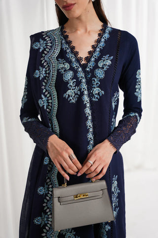 NAVY BLUE LUXURY EMBROIDERED 3PCS SET NPA3-25417