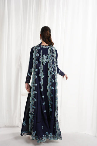 NAVY BLUE LUXURY EMBROIDERED 3PCS SET NPA3-25417