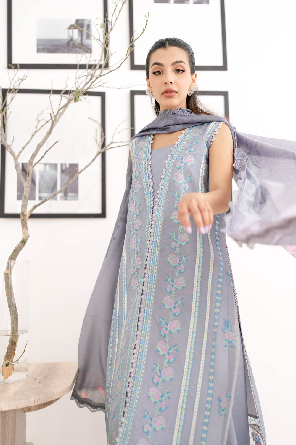 MUTED VIOLET EMBROIDERED LAWN SET EID UL AZHA ‘24 NEL-24615