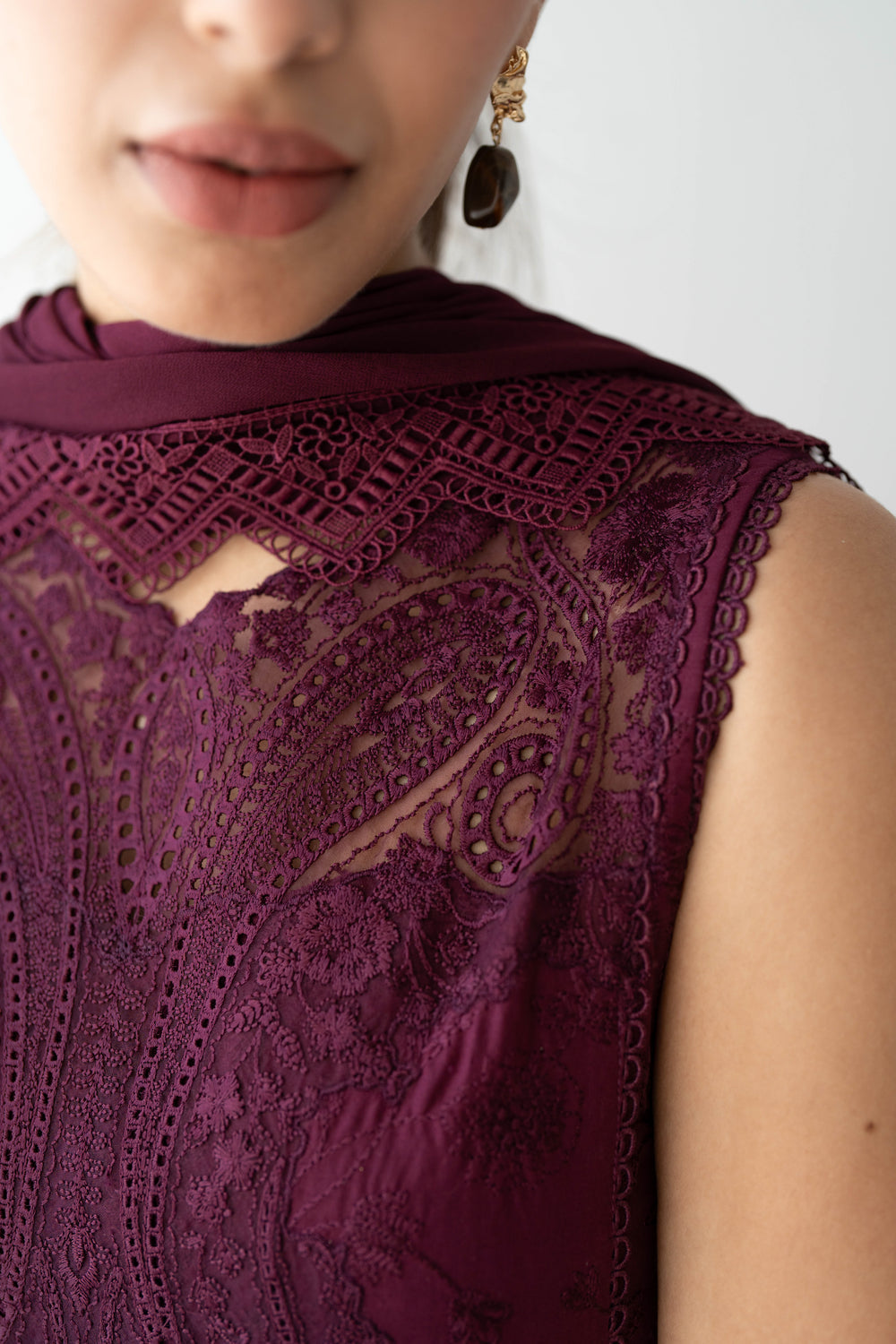 DEEP PLUM EMBROIDERED LAWN SET EID UL AZHA ‘24 NEL-24616