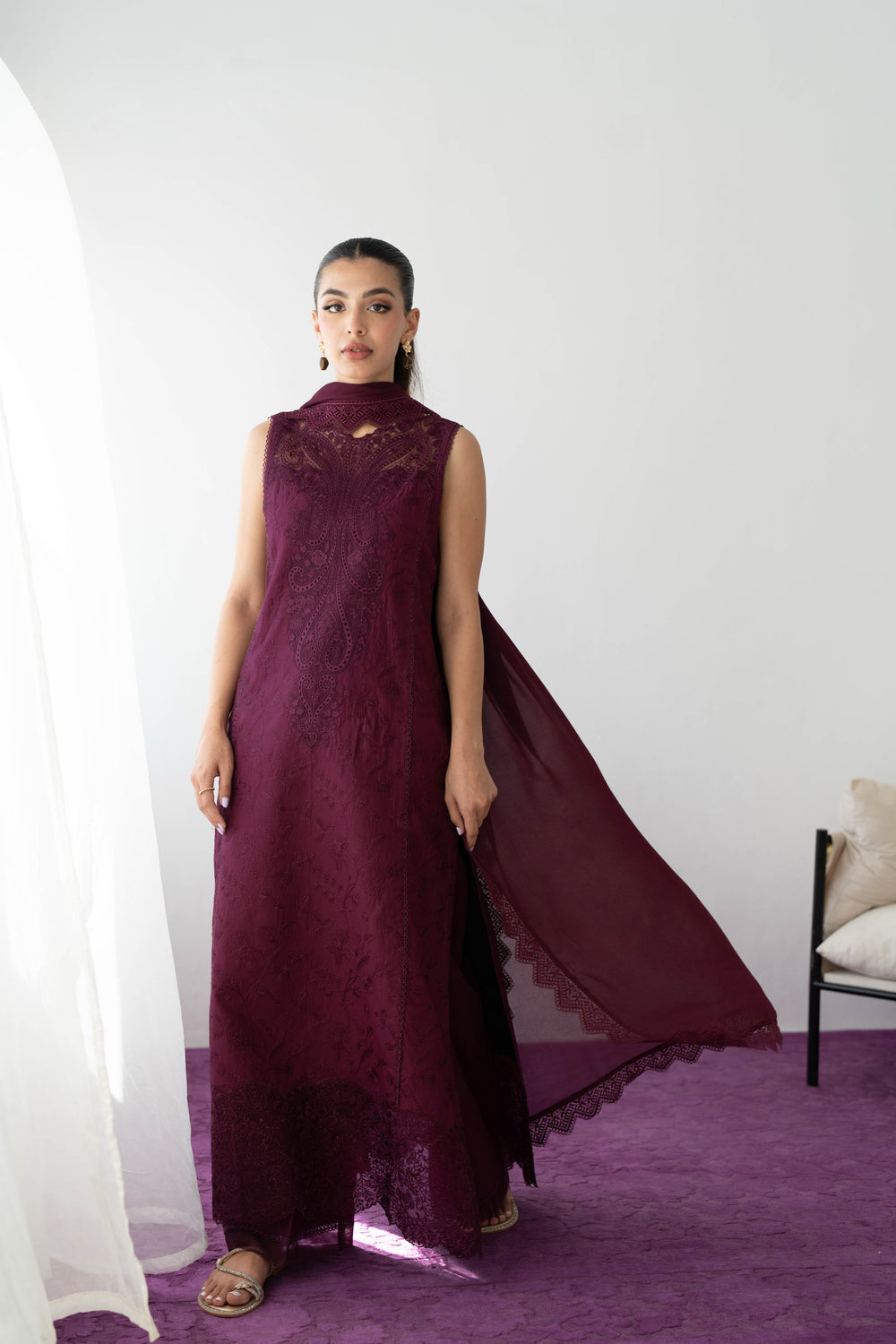 DEEP PLUM EMBROIDERED LAWN SET EID UL AZHA ‘24 NEL-24616