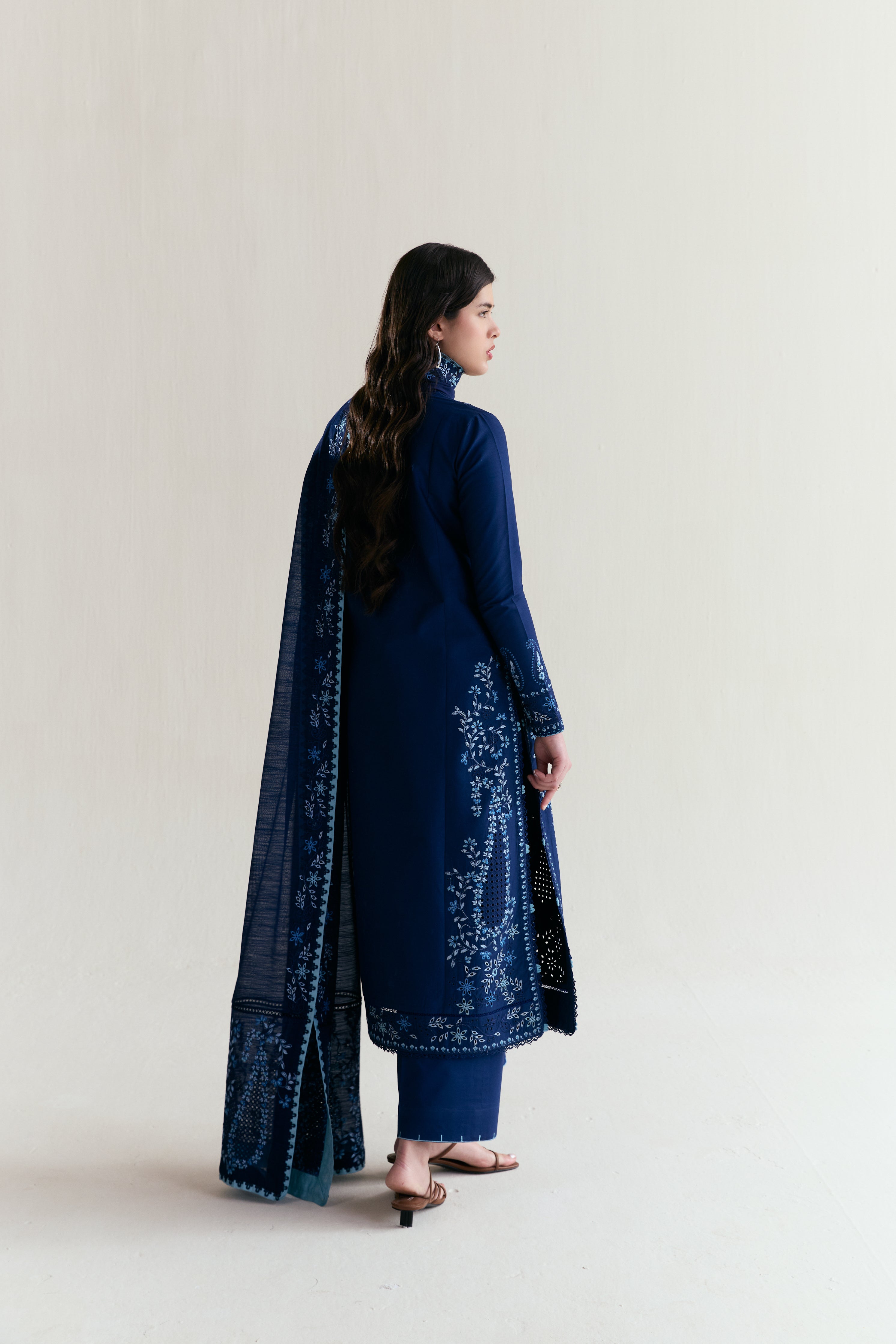 DEEP NAVY BLUE LUXURY EMBROIDERED 3PCS SET (NPA3-26407) - RAMADAN 2026 READY TO WEAR