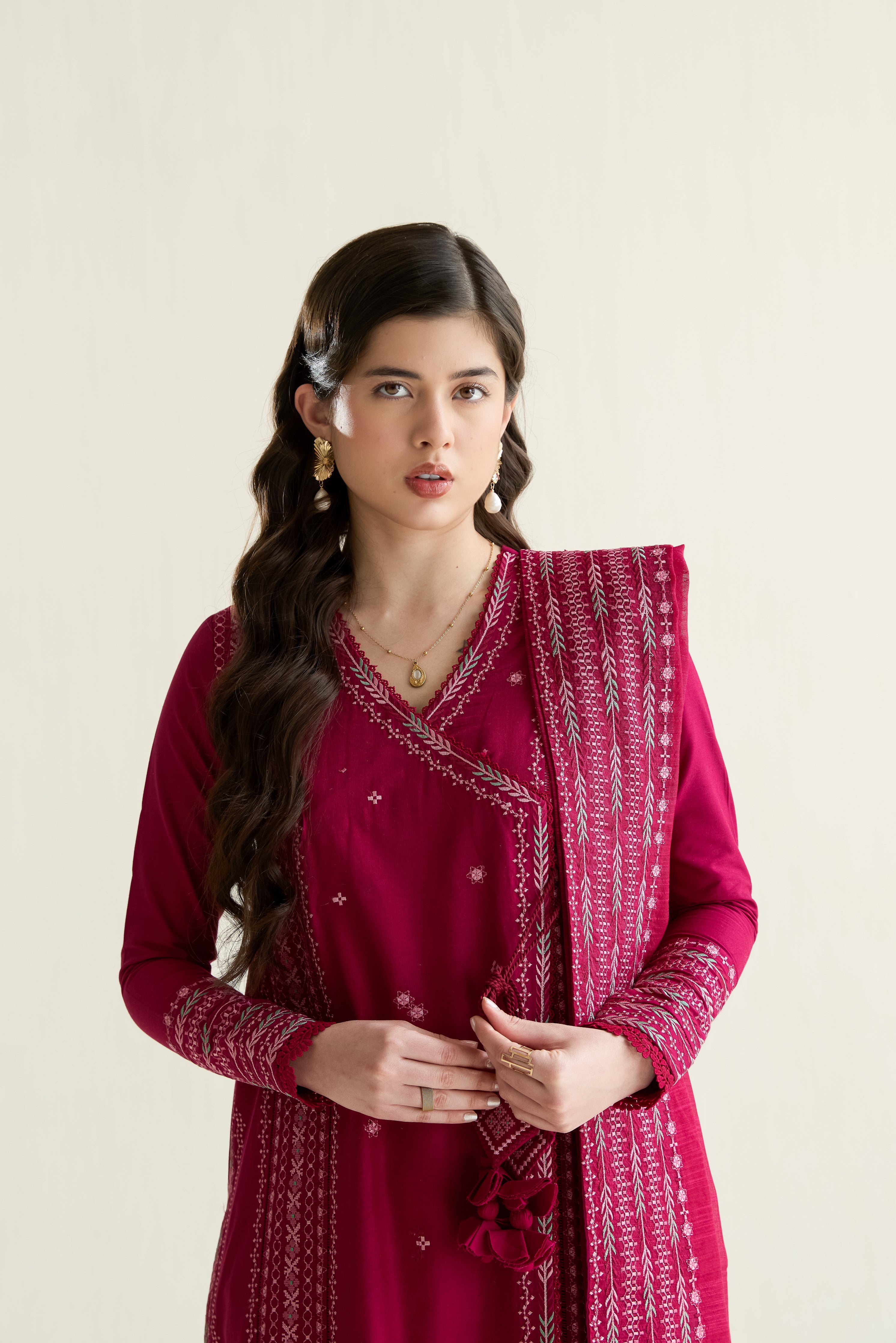 FUCHSIA LUXURY EMBROIDERED LAWN 3PCS SET (NPA3-26405) - RAMADAN 2026 READY TO WEAR