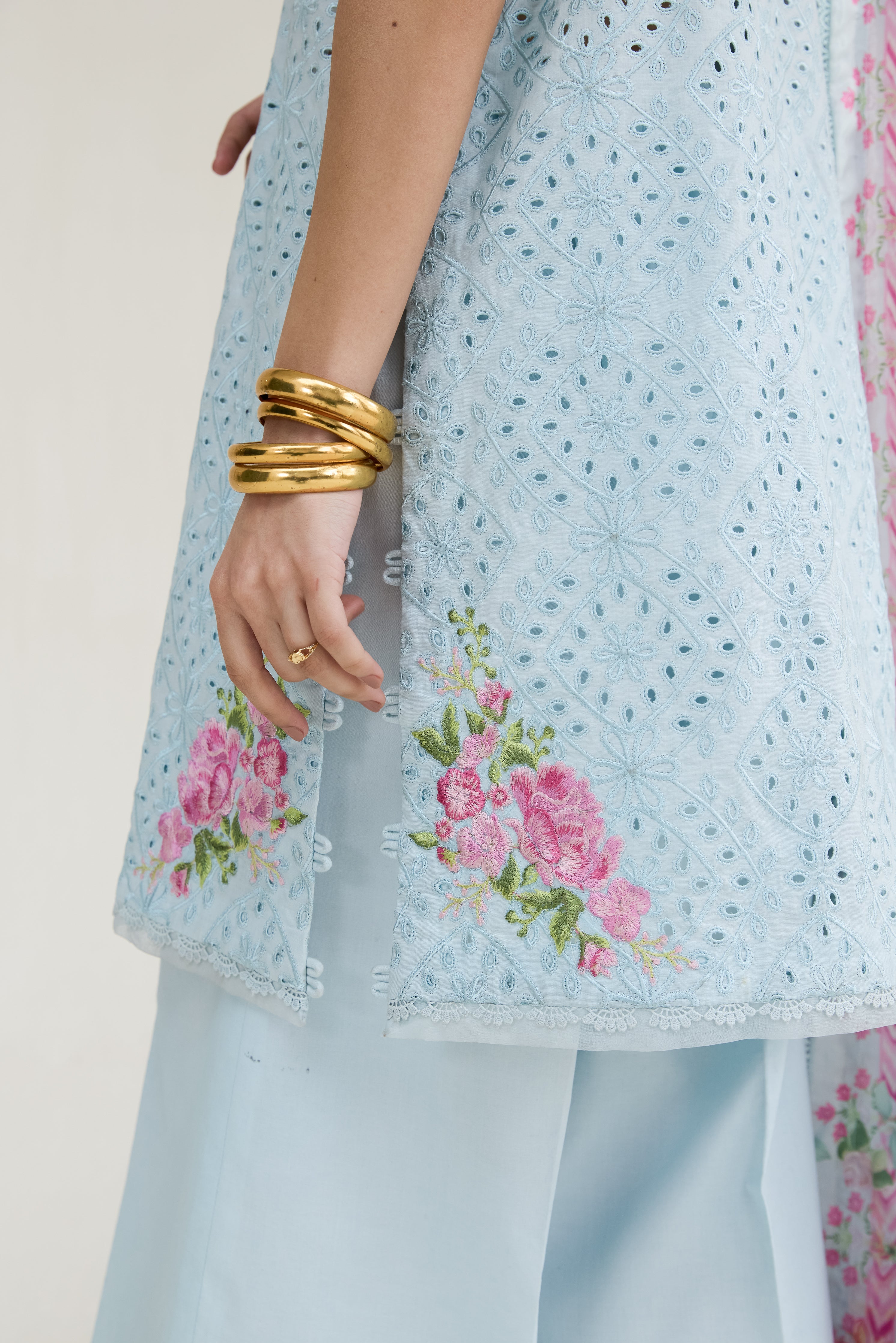 ICE BLUE LUXURY EMBROIDERED LAWN 3PCS SET (NPA3-26404) - RAMADAN 2026 READY TO WEAR