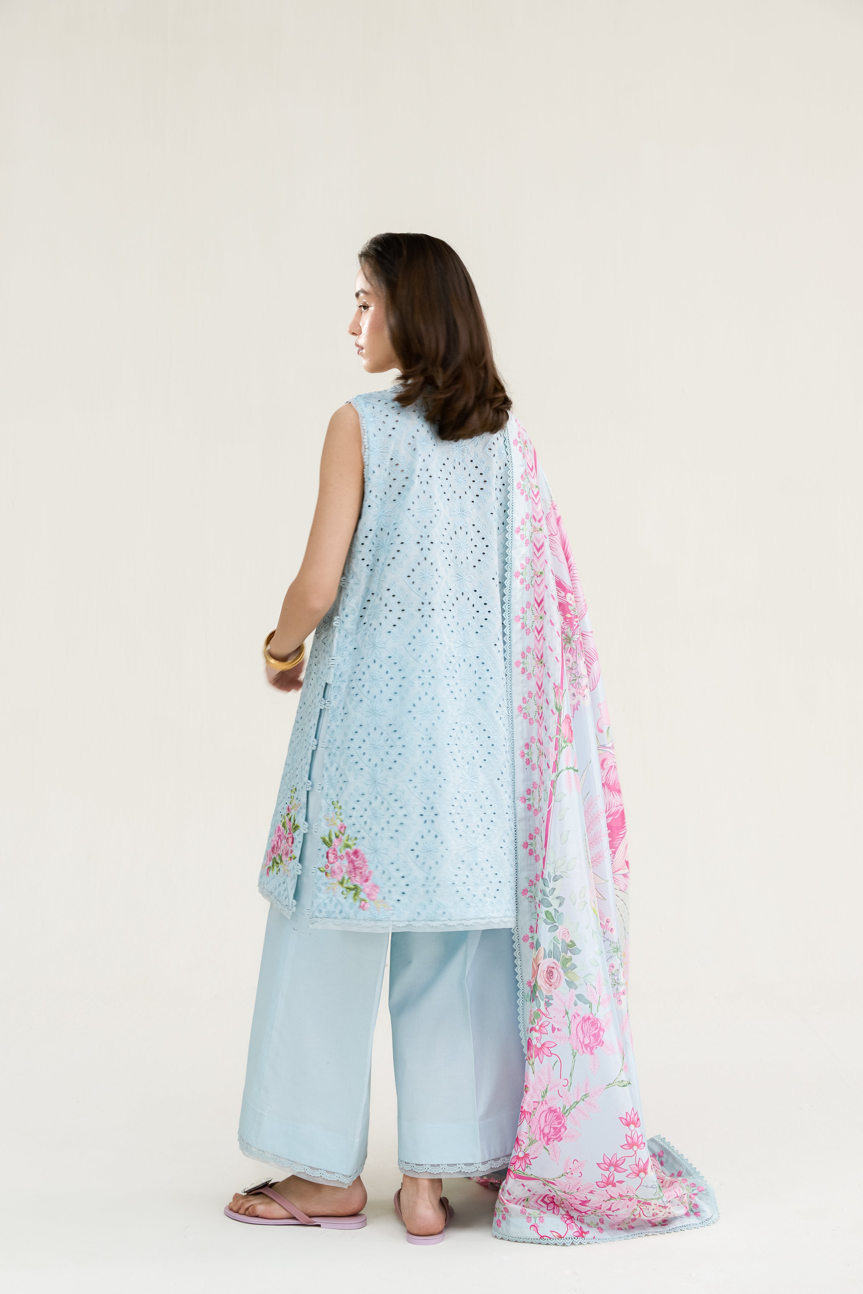 ICE BLUE LUXURY EMBROIDERED LAWN 3PCS SET (NPA3-26404) - RAMADAN 2026 READY TO WEAR