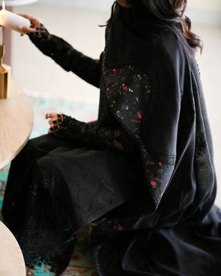 BLACK LUXURY EMBROIDERED LAWN SET (NEL-25603)