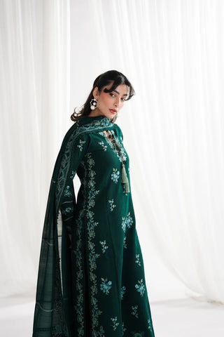 DEEP EMERALD LUXURY EMBROIDERED 3PCS SET NPA3-25418