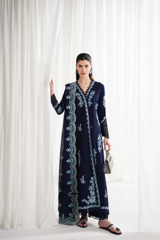 NAVY BLUE LUXURY EMBROIDERED 3PCS SET NPA3-25417