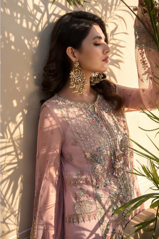 MARIA B EMBROIDERED NET SUITS UNSTITCHED 4 PIECE D7 - LUXURY COLLECTION