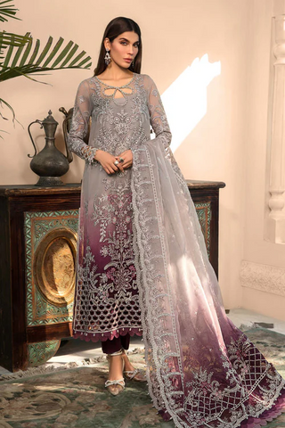 MARIA B EMBROIDERED ORGANZA SUITS UNSTITCHED 4 PIECE D5 - LUXURY COLLECTION