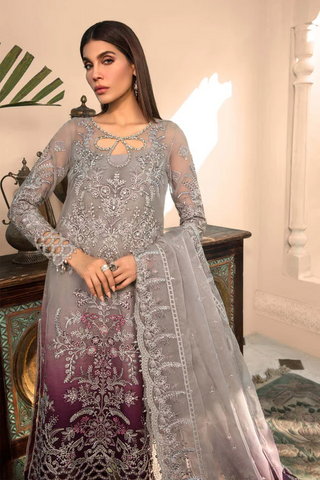 MARIA B EMBROIDERED ORGANZA SUITS UNSTITCHED 4 PIECE D5 - LUXURY COLLECTION