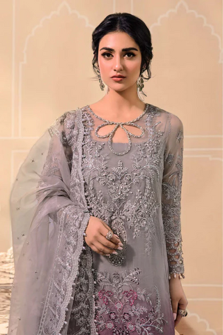 MARIA B EMBROIDERED ORGANZA SUITS UNSTITCHED 4 PIECE D5 - LUXURY COLLECTION