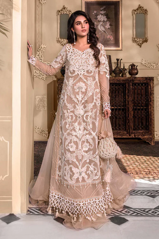 MARIA B EMBROIDERED ORGANZA SUITS UNSTITCHED 4 PIECE D8 - LUXURY COLLECTION