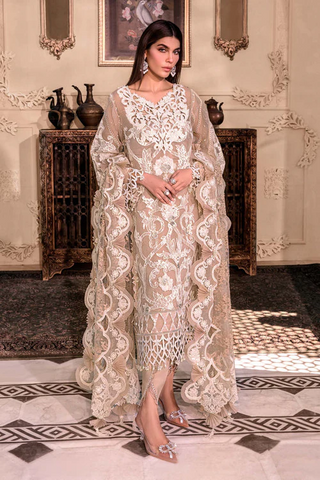 MARIA B EMBROIDERED ORGANZA SUITS UNSTITCHED 4 PIECE D8 - LUXURY COLLECTION