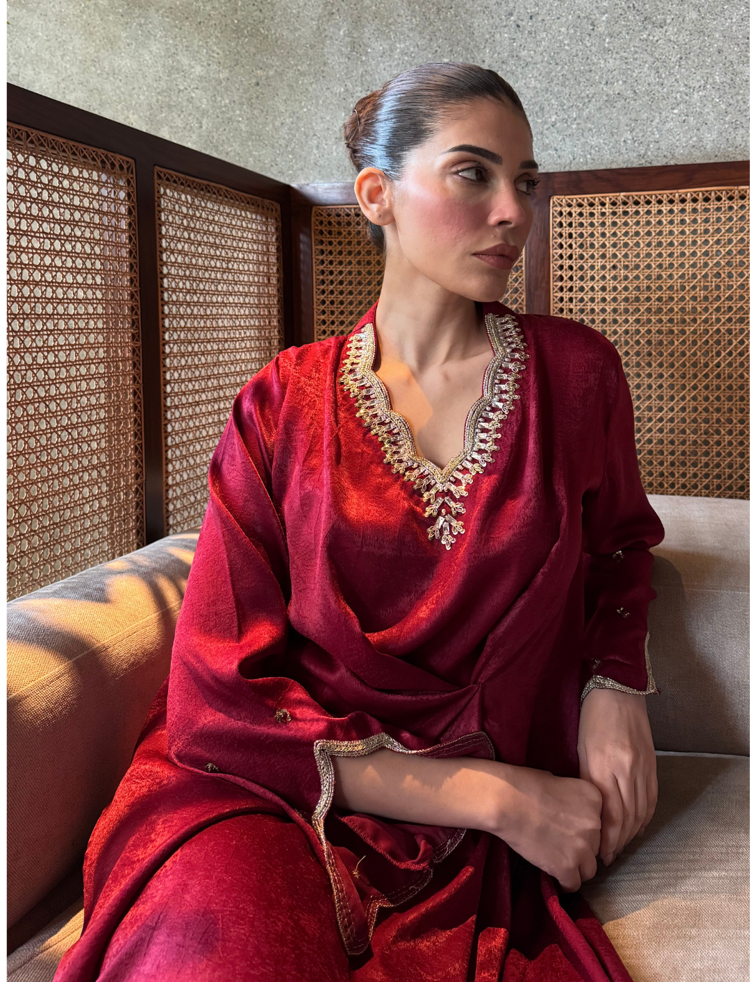 Maroon noa kaftan set