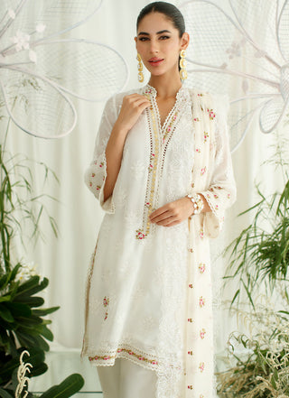 ROSETTE IVORY SHIRT AND DUPATTA