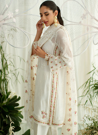 ROSETTE IVORY SHIRT AND DUPATTA